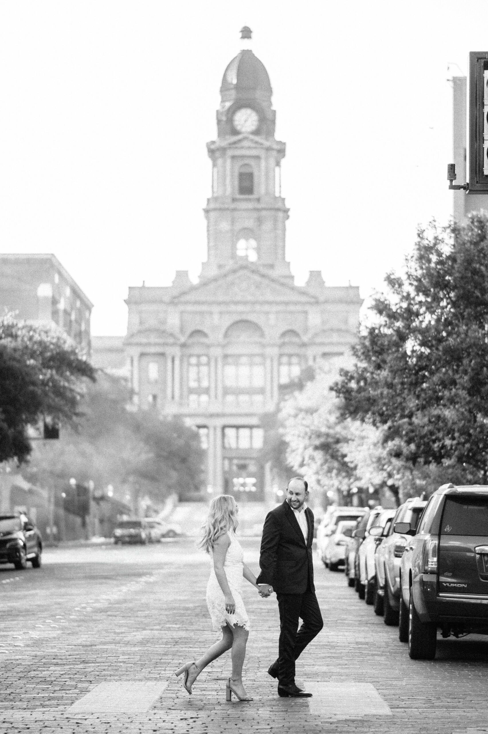 Urban, Glam Engagement Session in Downtown Fort Worth, TX