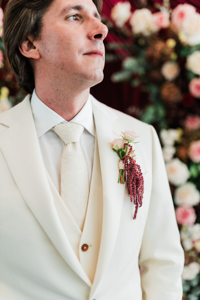 Wedding ceremony details and florals at a romantic Prospect House wedding