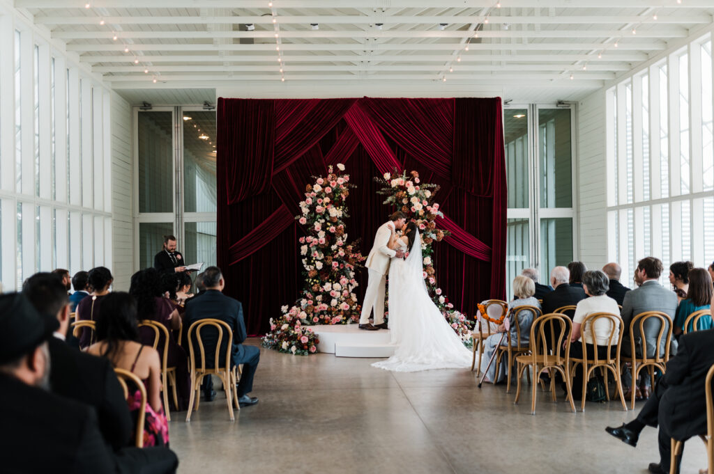 Wedding ceremony details and florals at a romantic Prospect House wedding