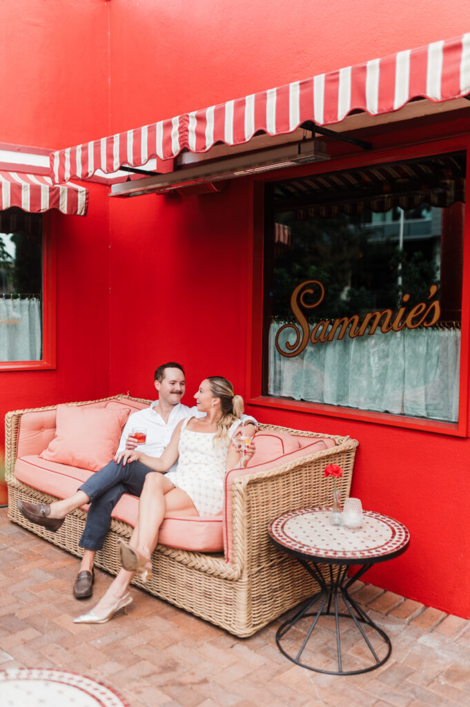 Lauren + Sam engagement session at Sammie's Italian in Austin, TX