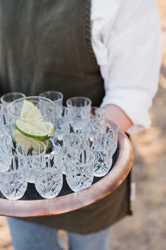 Pre-ceremony cocktail hour at Quiana and David's Wimberley, TX wedding