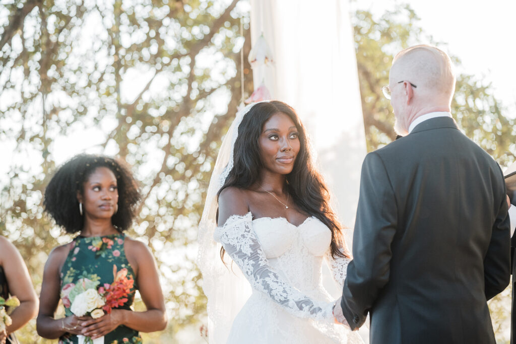 Quiana and David's backyard wedding ceremony in Wimberley, TX