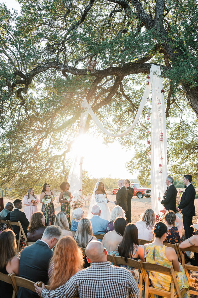 Quiana and David's backyard wedding ceremony in Wimberley, TX