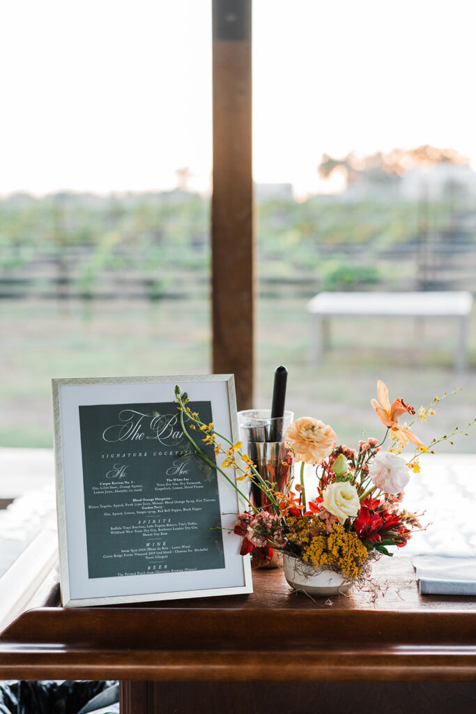 Candlelit long-table reception at Jacob's Well Vineyard in Wimberley, TX