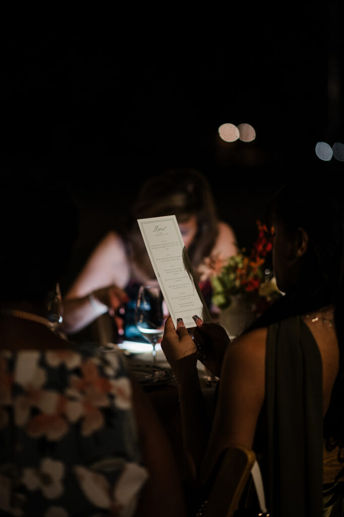 Candlelit long-table reception at Jacob's Well Vineyard in Wimberley, TX