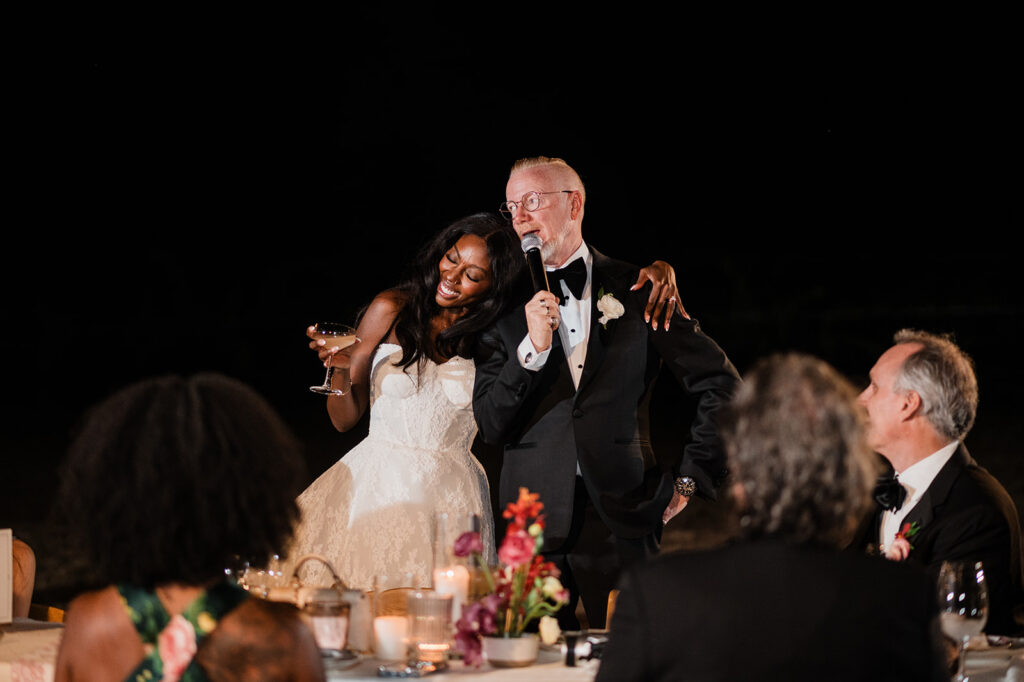 Candlelit long-table reception at Jacob's Well Vineyard in Wimberley, TX