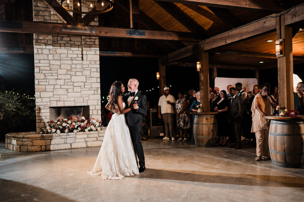 Quiana and David's first dance and reception party at Jacob's Well Vineyard in Wimberley, TX
